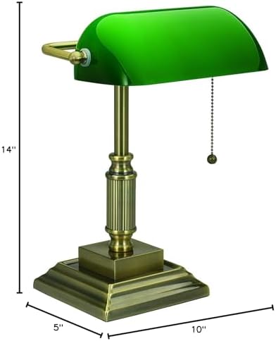 V- Light Desk Lamp, LED Light, Table Lamp, Replaceable LED Bulb, Bronze Desk Light with Green Shade - Image 3