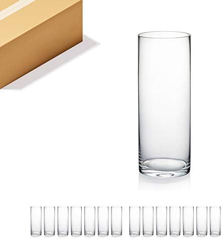 WGVI Quality Thick Clear Cylinder Glass Vases, 3" W x 8" H, Bud Vase Skinny Narrow Floral Bouquet Flower Container for Wedding Centerpieces Tabletop Décor Brush Pen Holder, Bulk Wholesale, 12 Pieces by WGVInternational-OpusGlassware