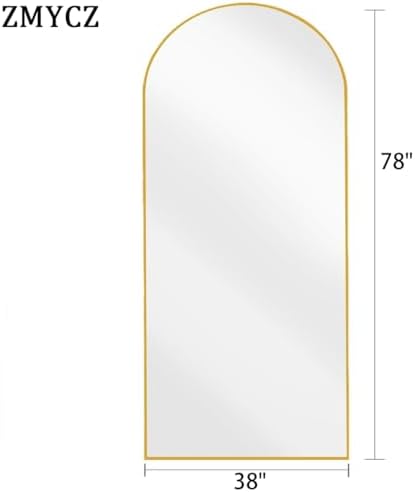 Full Length Mirror, 78"x38" Arched Floor Length Mirror with Stand, Gold Body Mirrors Hanging or Leaning, Wall Mirrors Freestanding with Aluminum Frame for Living Room, Bedroom - Image 4