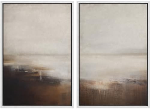 SIGNWIN Framed Canvas Print Wall Art Neutral Landscape Subtle Brown and Gray Tones Illustrations Modern Art Decorative Contemporary for Living Room, Bedroom, Office - 16"" x24 x2 White by SIGNWIN