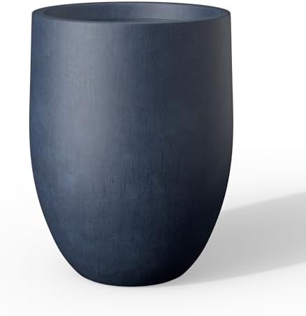 Kante Large Round Bullet Dusty Blue Concrete Planter 21.7" Tall, Outdoor by Unknown