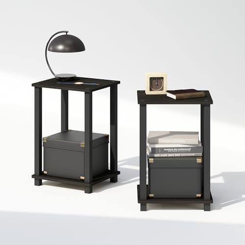 Furinno Simplistic Set of 2 Toolless 2-Tier Night Stand, Espresso - Image 5