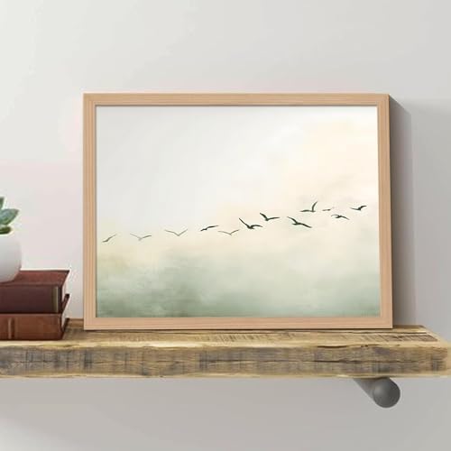 skysoon Minimalist Bird Wall Art, Neutral Abstract Landscape Canvas Print - Image 2