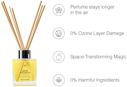 Doctor Aromas Premium Reed Diffuser Diffuser Glass Jar Set Elegant Scent for Home, Room or Bathroom and Fresh Air Scent Lasting Home Fragrance Over 90 Days (Pack of 1, Verde) - Image 3