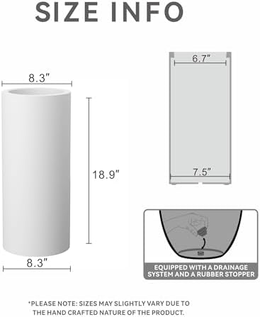 Kante Small Round Column White Concrete Planter 18.9" Tall, Outdoor - Image 2