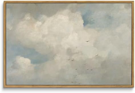 InSimSea Framed Canvas Wall Art Vintage Decor, Home Decor Classical Oil Paintings Sky Cloud Prints, Vintage Landscape Large Wall Art for Living Room Bedroom Bathroom Home Office Decor, 16"x24" by InSimSeaArt
