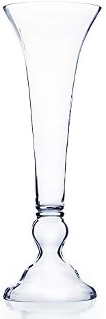 WGV Trumpet Glass Vase Bulk, Open Width 8", Height 23.5", Clear Large Floral Planter Centerpiece, Wedding Event Home Decor, 2 Pieces (VTV0824) by WGVInternational-OpusGlassware