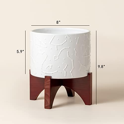 LA JOLIE MUSE Ceramic Pot for Plants, 8 Inch Indoor Planter with Stand - Image 6
