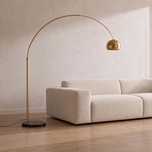 82IN Gold Arc Floor Lamp with Marble Base＆3 Color Temperatures by BOFEA