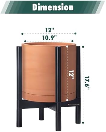 D'vine Dev Terracotta Pot with Ebony Wood Stand, 12 in, 55-B-H-5 - Image 3