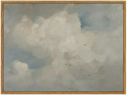 InSimSea Framed Canvas Wall Art Vintage Decor, Home Decor Classical Oil Paintings Sky Cloud Bird Canvas Prints,Retro Landscape Wall Art for Bedroom Living Room Bathroom, 12"x16" by InSimSeaArt