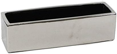 WGVI Long Rectangle Ceramic Planter Vase in Silver 14" x 4" x 4"H, Rectangular Box Block Terrarium Pot, Flower Arrangement, Tabletop Centerpiece, Home Decor Organization Storage Container, 4 Pcs - Image 2