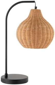 HarvestLand Sunwoven Boho Rattan Table Lamp, Woven nightstand lamp by Harvestland