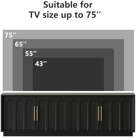 FORTUNETEC 67" Modern TV Stand for 75 Inch TV Living Room, Black - Image 5