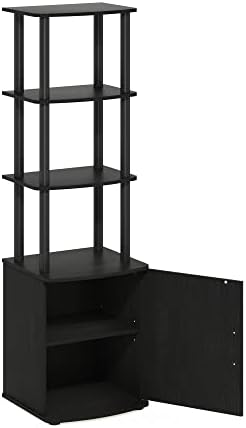 Furinno Turn-N-Tube Tall TV Entertainment Side Table Display Rack with Storage Cabinet, 3-Tier, Blackwood/Black - Image 4