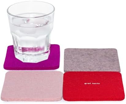 Graf Lantz - Bierfilzl Merino Wool Square Coasters Set of 4 - Love (4"x4"x5mm) - Absorbs 30% of Weight - Natural German Wool - Heat Resistant, Sustainable, Reusable - Home Decor, Coffee Table Decor by GrafLantz
