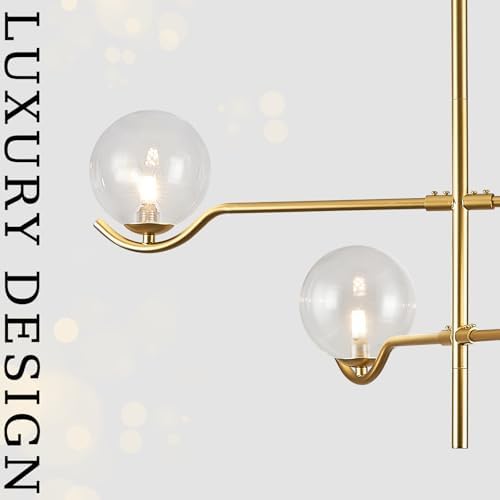 CATINER Modern 31" 4-Light Gold Sputnik Chandelier with Clear Glass Globe - Image 6