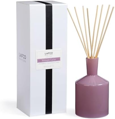 LAFCO New York Classic Reed Diffuser, Midnight Cactus - 6 oz - Up to 3 Months Fragrance Life - Reusable Glass Vessel - Natural Wood Reeds - Made in the USA by LAFCONewYork