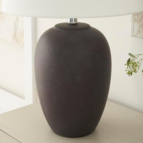 Nourison Home 23" Dark Purple Distressed Ceramic Pot Table Lamp for Bedroom, Living Room, Dining, Office, with White Shade - Image 5