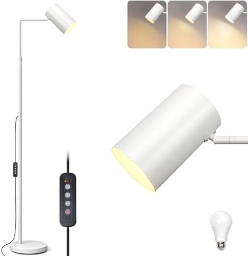 Ldeco Stepless Dimmable Arc Floor Lamp for Living Room with Timer,Height Adjustable Modern Reading Standing Lamps for Living Room,Reading Room,Office,LED Bulb Included (White-DM) by Ldeco