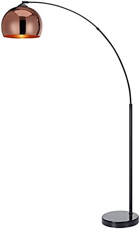 Teamson Home Arquer 66.93" Arc Floor Lamp for Living Rooms, Home Offices, Dining Rooms, Bedrooms with Faux Black Marble Base and Rose Gold Bell Shade by TeamsonHome