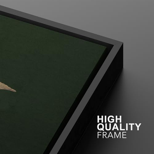 SIGNWIN Framed Canvas Print Wall Art Set Golden Cranes in Flight on Deep Green Illustrations Modern Art Rustic Colorful Ultra for Living Room, Bedroom, Office - 24"" x36 x2 Black - Image 5