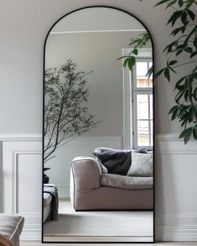 Antok 58" x21” Arched Full Length Mirror with Stand, Floor Mirror, Black - Image 3