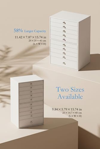 GUKA Large Jewelry Box, Jewelry Case with 10 Drawers for Big and Small Jewelry, Jewelry Storage Organizer for Watch Earrings Necklace Rings Bracelets, Birthday Wedding Gifts, White - Image 2