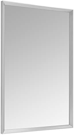 Amazon Basics Rectangular Wall Mount Mirror for Bedroom, Living Room, Entryway, 24" x 36", Peaked Trim, Nickel, Hangs Horizontally or Vertically by AmazonBasics