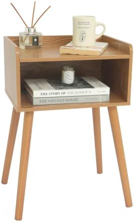 MaxSmeo Nightstand, Mid Century Brown Side Table Bedroom with Storage by MaxSmeo