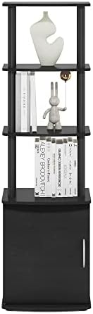 Furinno Turn-N-Tube Tall TV Entertainment Side Table Display Rack with Storage Cabinet, 3-Tier, Blackwood/Black - Image 3