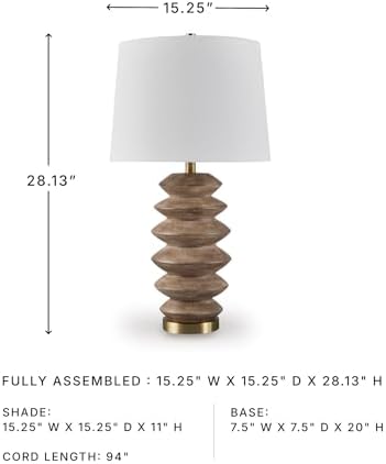 Signature Design by Ashley Jyllyard Table Lamp, 28", Faux Wood, 3-Way - Image 7