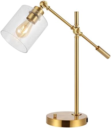 JONATHAN Y Kathryn 23" Metal Seeded Glass Modern Task Lamp, Brass Gold by JONATHANY
