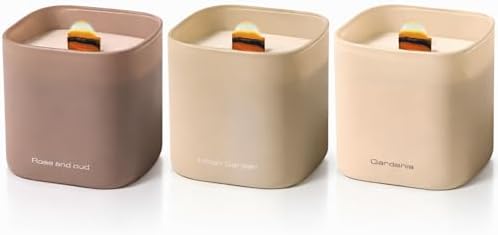 Set of 3 Premium Scented Soy Candles Gift Set | Nature's Bloom Collection - Gardenia, Hilton Garden and Rose & Oud | Crackling Wood Wick | Luxury Candles for Relaxation, Home Décor, Gifts | 9.8oz Each by LumiBrand