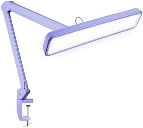 Neatfi XL 2,500 Lumens 30W LED Task Lamp for Manicure Table, Crafts, Workbench, Office – 22” Wide Shade Desk Light | Eye-Caring 6500K | 4-Level Brightness (Lavender, Non-CCT with Clamp) by Neatfi