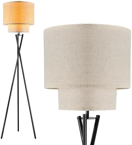 Lightdot Black Tripod Floor Lamp, Modern Floor Lamps for Living Room, Standing Lamp with Dual Drum, E26 Bulb Included, 67.7" Tall Floor Lamp for Bedroom, Home Office by LightdotLighting