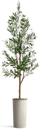Artificial Tree in Modern Swirl Pattern Planter, Fake Olive Silk Tree for Indoor and Outdoor Home Decoration - 68" Overall Tall (Plant Pot Plus Tree) - Image 2