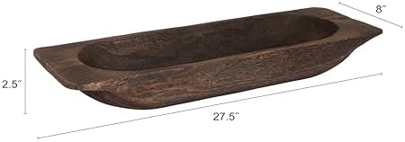 Creative Co-Op Decorative Paulownia Wood Tray Bowl, Brown - Image 2
