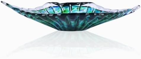 Hand blown decorative glass bowls, large green glass fruit bowls, and serving plates perfect for displaying on coffee tables, dining tables, kitchen countertops, TV stands, and entryway shelves. by DOVDOVHomeDecoration