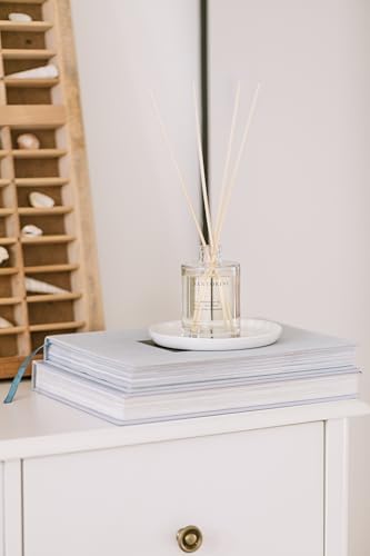 Brooklyn Candle Studio Reed Scent Diffuser - Santorini - Relaxing Oil Diffuser, Sandalwood & Amber Fragrance, 8 Rattan Diffuser Reeds, Clean Ingredients - 4.4oz - Image 4