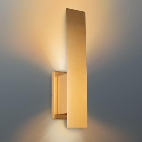 Edwarmlux Indoor Wall Sconces, Modern Wall Lights, Up and Down Wall Mount Light, Dimmable Hardwired Wall Light for Bedroom, Living Room, Hallway, GU10 Bulbs Excluded (Brushed Gold) by Edwarmlux