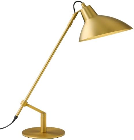 Desk Lamp Modern Industrial 100% Metal Adjustable Table Lamp 24", Natural Light (4000K) with Dimmer, Ideal for Office Bedroom Study Room Living Room Nightstand Bedside Lamps Brass by PSDSSHIIS