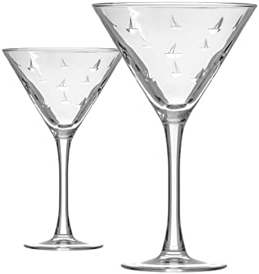 Rolf Glass Sailing Martini Glass | Set of 2 Stemmed 10 ounce Martini Glasses -| Lead-Free Glass | Diamond-Wheel Etched Cocktail Glasses | Made in the USA by RolfGlass