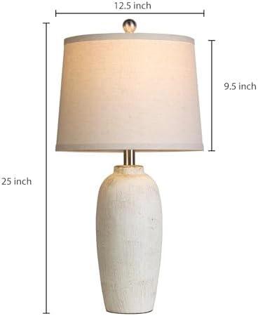 Jar Table Lamps Set of 2, 25" Ceramic Bedside Lamps for Bedroom, Beige Farmhouse Nightstand Lamps for Living Room - Image 6