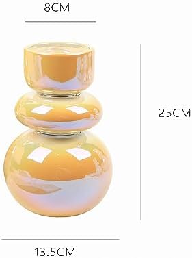 Scandinavian Luxury Colorful Dreamy Electroplated Ceramic Vase Decoration Small Amber Glass Bubble Vase Double Layer Decor Blown Flower Vase Art Modern Decorative Gift for - Image 5