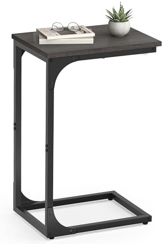 VASAGLE C-Shaped End Table, Small Sofa Side Table with Metal Frame by VASAGLEbySONGMICSHOME