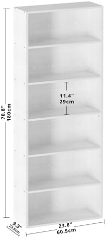 IRONCK Bookshelves and Bookcases Floor Standing 6 Tiers Display Storage Shelves 70 in Tall Bookcase Home Decor Furniture for Home Office, Living Room, Bed Room - Image 3