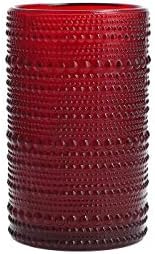 Fortessa Jupiter Beaded Hobnail Glass, 13 Ounce Iced Beverage (Set of 6), Red by Unknown