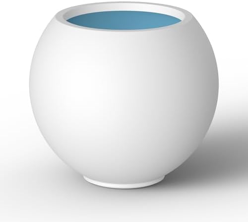 Kante Small Round Sphere White Concrete Planter 11" Dia, Outdoor by Unknown