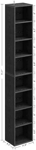 IRONCK Tall Narrow Bookshelf 8 Tiers, Compact Corner Bookcase, Floor Standing Display Storage Shelves 71 in Tall, Easy to Match for Living Room, Office, Study, Bedroom - Image 2